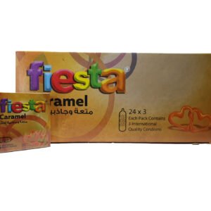 فييستا كراميل- عازل طبي محبب بنكهة الكراميل - علبة من 24 قطعة -- Fiesta Strawberry - Dotted Caramel flavored Condoms - Box of 24 packs