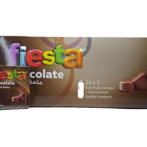 فييستا شيكولاته - عازل طبي محبب بنكهة الشيكولاتة - علبة من 24 قطعة -- Fiesta Chocolate - Dotted Chocolate flavored Condoms - Box of 24 packs