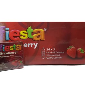 فييستا فراولة - عازل طبي محبب بنكهة الفراولة - علبة من 24 قطعة -- Fiesta Strawberry - Dotted strawberry flavored Condoms - Box of 24 packs